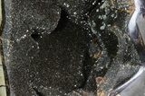 Sparkling, Polished Septarian Geode - Black Crystals #71878-3